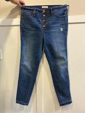 Madewell Dark Blue Button-Fly Ankle Jeans